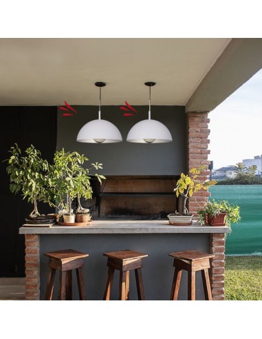 COLGANTE MEDIA ESFERA 40CM E27 CHAPA BLANCO PLATA