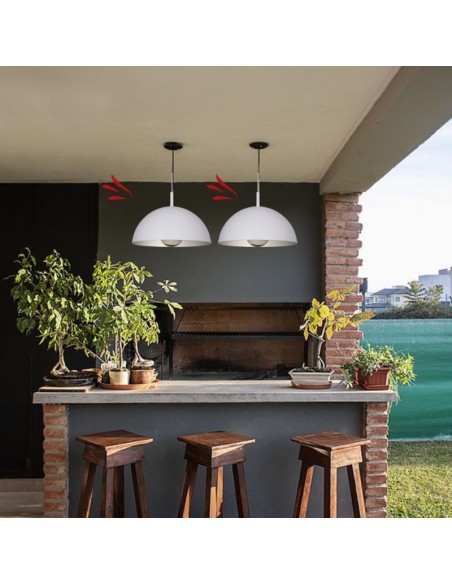 COLGANTE MEDIA ESFERA 40CM E27 CHAPA BLANCO PLATA