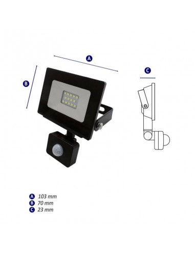 PROYECTOR LED C/ SENSOR 10W LUZ FRÍA EXTERIOR 220V
