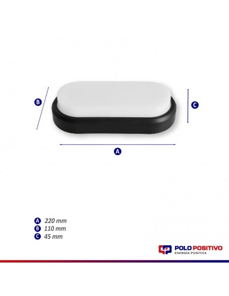 TORTUGA LED INTEGRADO OVALADA LUZ FRIA 20W  NEGRA