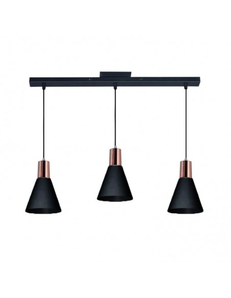 COLGANTE OSTENDE 3 LUCES E27 NEGRO COBRE