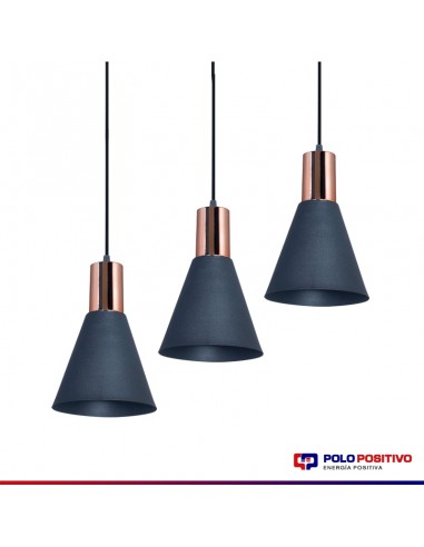 COLGANTE OSTENDE 3 LUCES E27 NEGRO COBRE