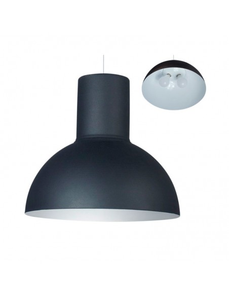 COLGANTE CAMPANA CAPUCHON INDUSTRIAL 2 LUCES E27 55CM NEGRO