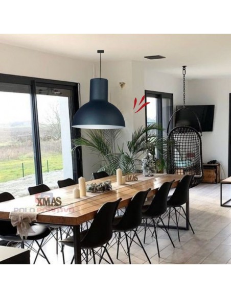 COLGANTE CAMPANA CAPUCHON INDUSTRIAL 2 LUCES E27 55CM NEGRO