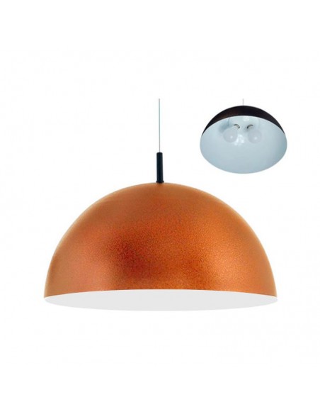 COLGANTE MEDIA ESFERA 2 LUCES 55CMS E27 CHAPA COBRE BLANCO