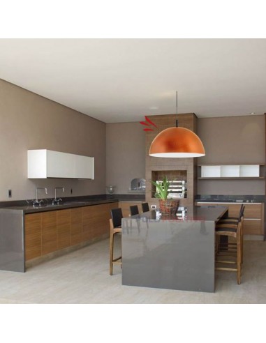 COLGANTE MEDIA ESFERA 2 LUCES 55CMS E27 CHAPA...