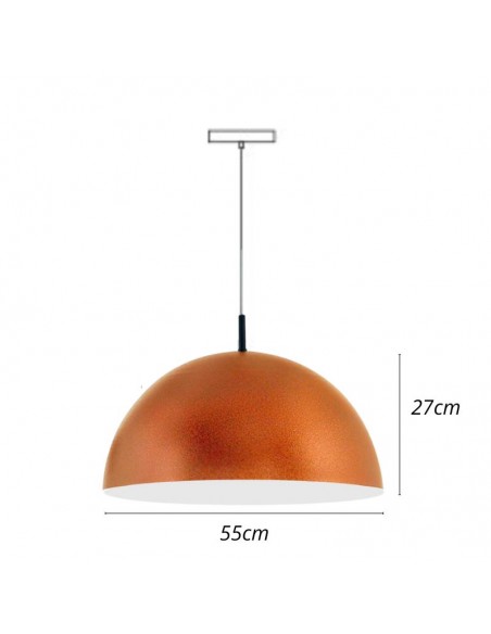 COLGANTE MEDIA ESFERA 2 LUCES 55CMS E27 CHAPA COBRE BLANCO