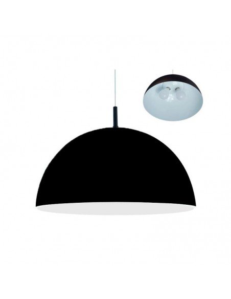 COLGANTE MEDIA ESFERA 2 LUCES 55CMS E27 CHAPA NEGRO BLANCO