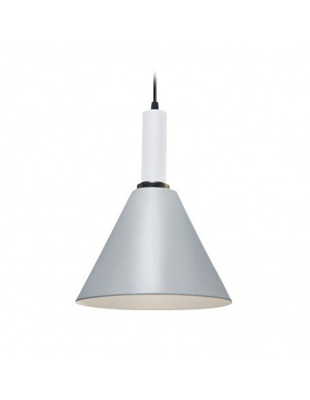 COLGANTE CONICO CHAPA 25CM GRIS CLARO CON BLANCO E27