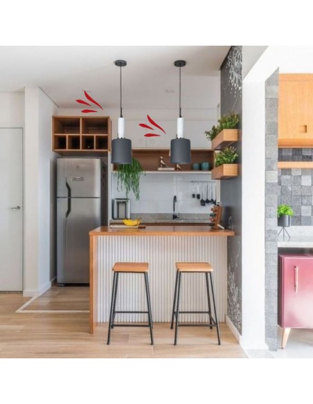 COLGANTE RECTO CHICO 12CM GRIS OSCURO CON BLANCO E27