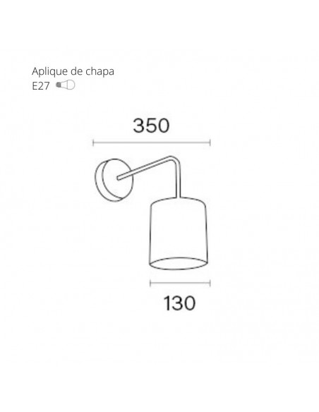 APLIQUE RECTO 13CM NEGRO BLANCO CHAPA E27