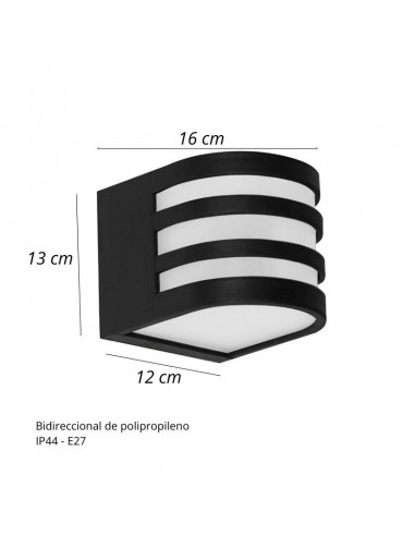 APLIQUE BIDIRECCIONAL POLIPROPILENO 1 LUZ E27...