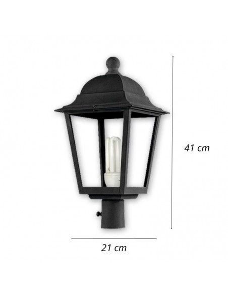 FAROL POLICARBONATO 4 CARAS E27 NEGRO