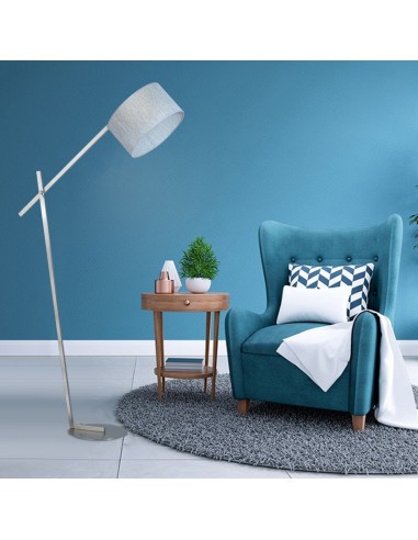 LAMPARA DE PIE GOYA ACERO PANTALLA GRIS