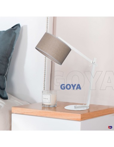 LAMPARA DE MESA GOYA BLANCO CON PANTALLA CAÑAMO