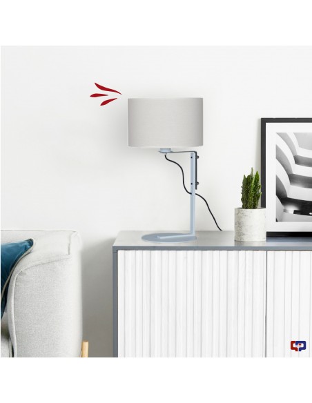 LAMPARA DE MESA LIBERTAD BLANCO CON PANTALLA NATURAL