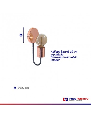 APLIQUE PARED WANDA 1 LUZ NEGRO COBRE