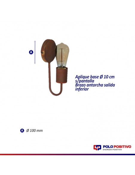 APLIQUE PARED WANDA 1 LUZ OXIDO