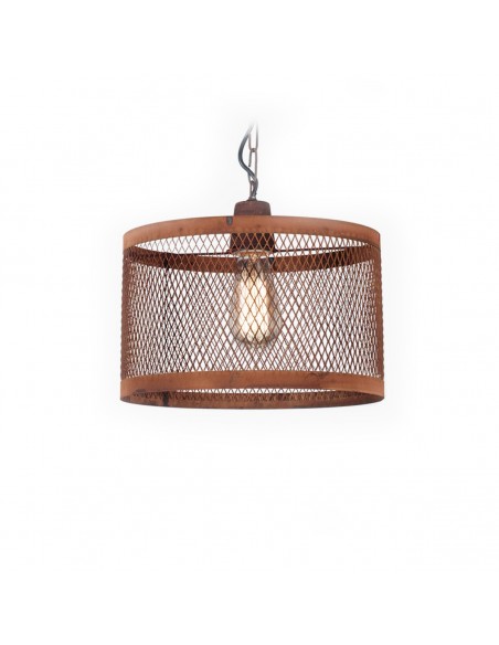 COLGANTE PILAR PANTALLA METALICA 30CMS 1 LUZ  E27 OXIDO