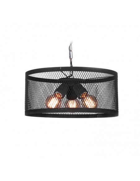 COLGANTE PILAR PANTALLA METALICA 45CMS 3 LUCES E27 NEGRO