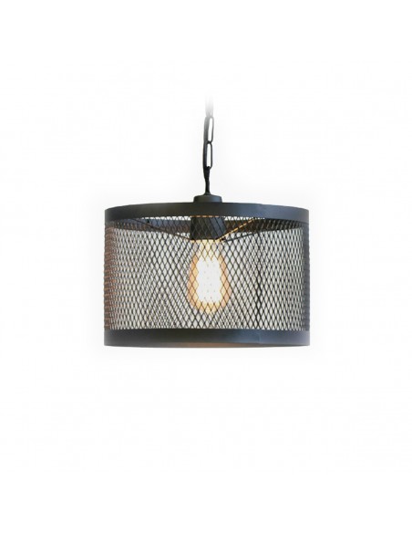 COLGANTE PILAR PANTALLA METALICA 30CMS 1 LUZ E27 NEGRO