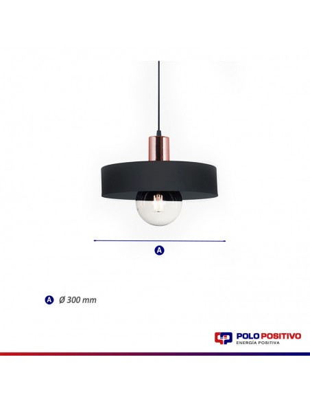 COLGANTE BALCARCE 1 LUZ 30CM E27 NEGRO COBRE