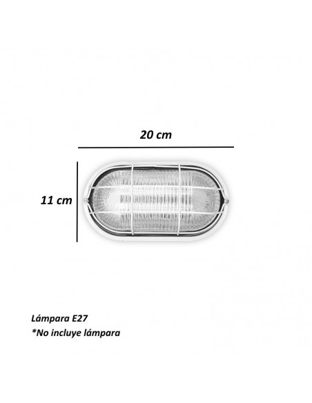 TORTUGA CHAPA OVAL CHICA E27 BLANCO 20X11CM