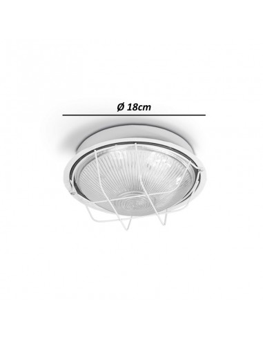 TORTUGA CHAPA REDONDA CHICA E27 BLANCO Ø 18CM