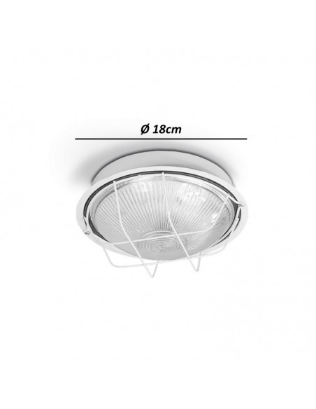 TORTUGA CHAPA REDONDA CHICA E27 BLANCO Ø 18CM