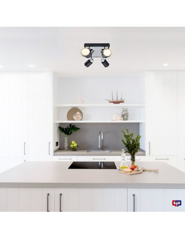 APLIQUE JULITA 4 LUCES GU10 CUADRADO NEGRO CANDIL