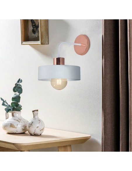 APLIQUE BALCARCE 1 LUZ 20CMS BLANCO COBRE