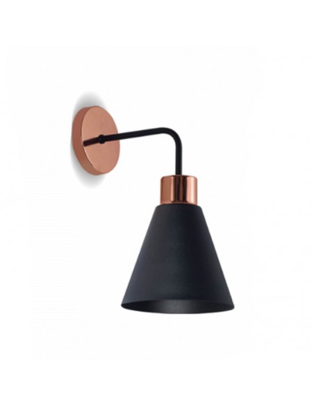 APLIQUE PARED OSTENDE 1 LUZ E27 CON BRAZO NEGRO COBRE