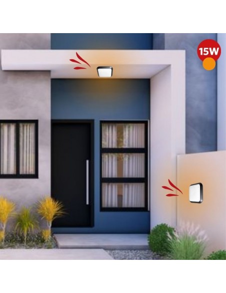 TORTUGA LED INTEGRADO CUAD 15W CALIDA 2700K NEGRO