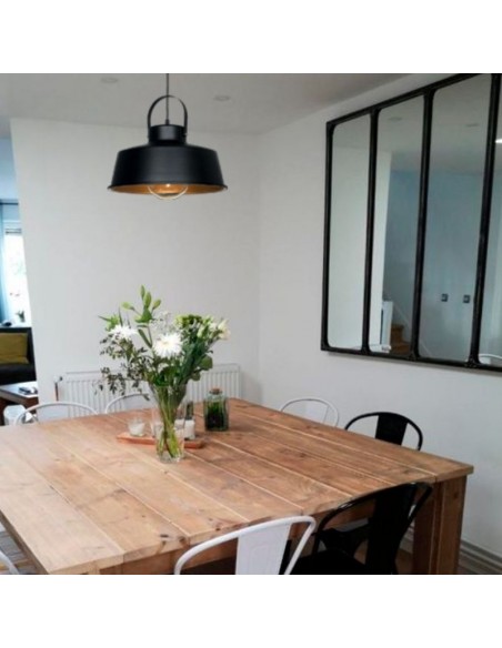 COLGANTE RODEO CHAPA 1 LUZ E27 NEGRO