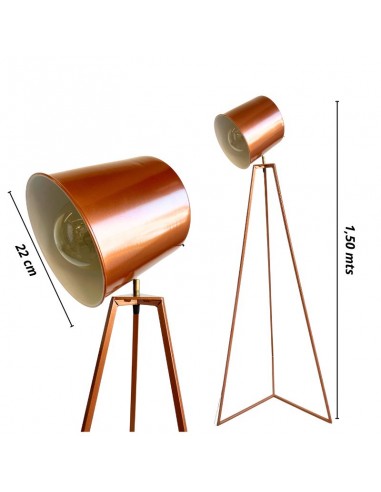 LAMPARA DE PIE NORDICO TRIPODE ACERO COBRE  E27...