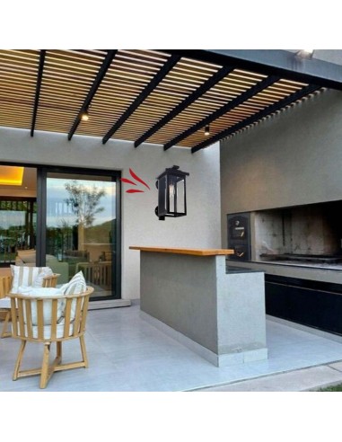 FAROL RECTO C/ MENSULA HIERRO  E27 NEGRO 50X30CM