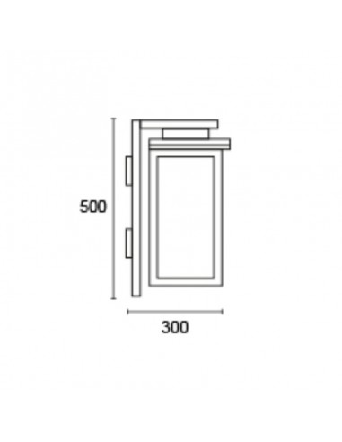 FAROL RECTO C/ MENSULA HIERRO  E27 NEGRO 50X30CM