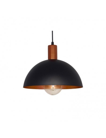 COLGANTE MEDIA ESFERA 40CMS E27 CHAPA NEGRO COBRE CAPUCHON