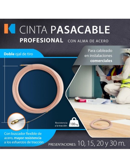 CINTA PASACABLE ALMA ACERO 10MTS KALOP