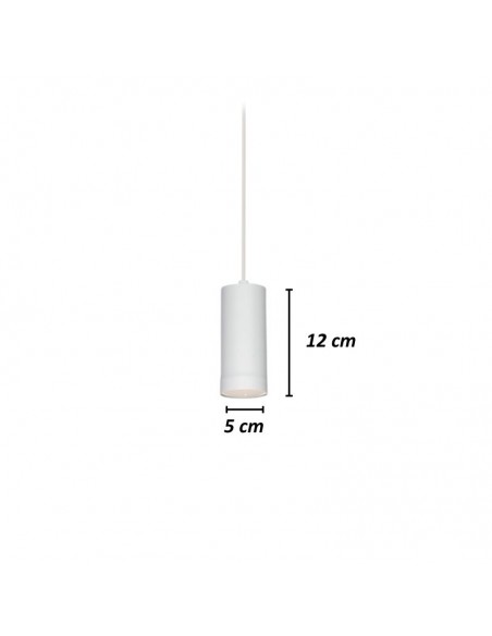 COLGANTE TUBO CANALS 1 LUZ GU10 BLANCO TEXTURADO 12CM