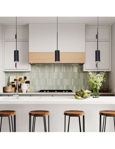 COLGANTE TUBO CANALS 1 LUZ GU10 NEGRO TEXTURADO...