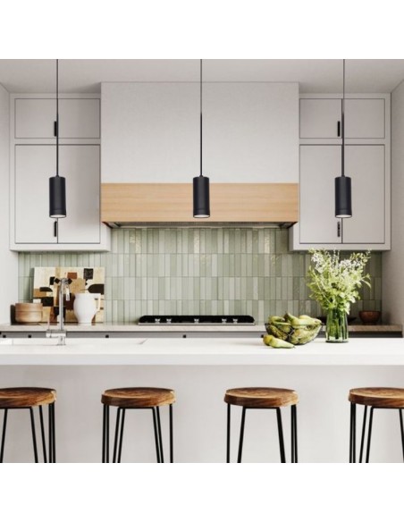 COLGANTE TUBO CANALS 1 LUZ GU10 NEGRO TEXTURADO 12CM