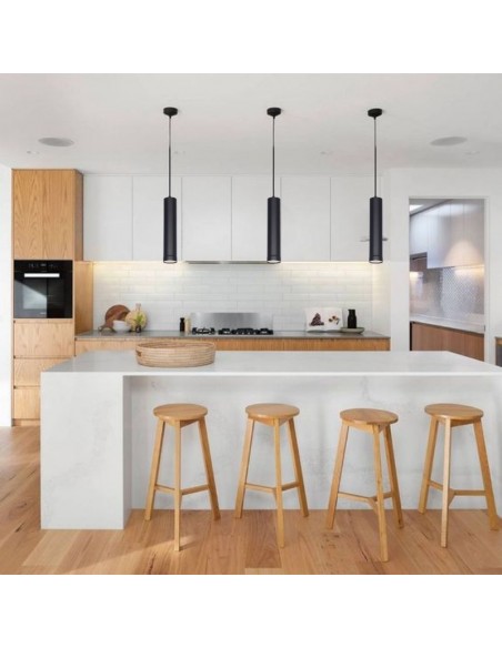 COLGANTE TUBO CANALS 1 LUZ GU10 NEGRO TEXTURADO 25CM