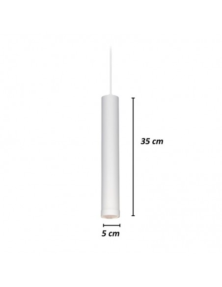 COLGANTE TUBO CANALS 1 LUZ GU10 BLANCO TEXTURADO 35CM