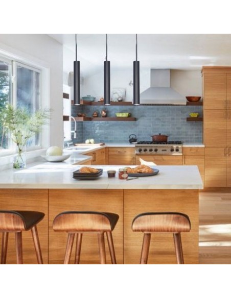 COLGANTE TUBO CANALS 1 LUZ GU10 NEGRO TEXTURADO 35CM