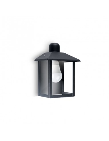 FAROL RECTO P/ PARED NEGRO 18X18X12.5CM