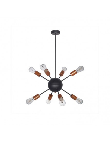 COLGANTE ARAÑA EXPLOSION 8 BRAZOS E27 NEGRO COBRE