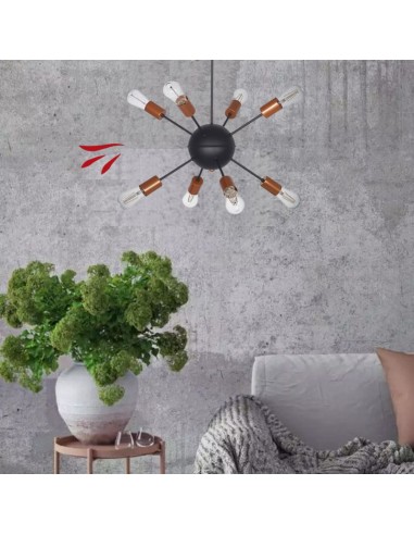 COLGANTE ARAÑA EXPLOSION 8 BRAZOS E27 NEGRO COBRE
