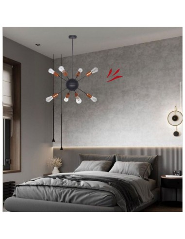 COLGANTE ARAÑA EXPLOSION 8 BRAZOS E27 NEGRO COBRE