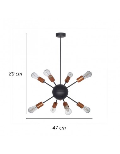 COLGANTE ARAÑA EXPLOSION 8 BRAZOS E27 NEGRO COBRE